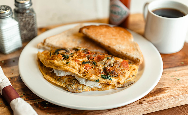 Breakfast omelet and coffee at The Bay in Celina Ohio